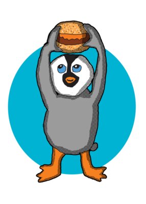 Baby penguin and hamburger mys